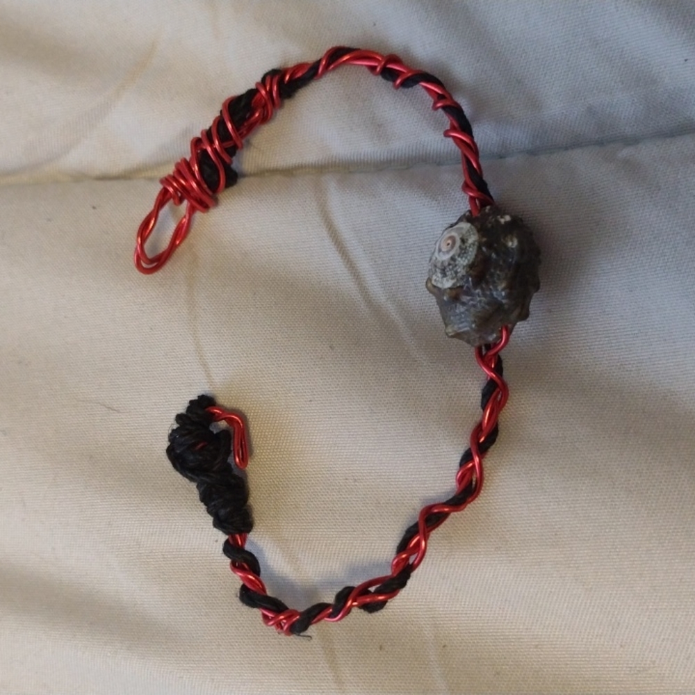 Handmade Wire Braided Seashell Bracelet